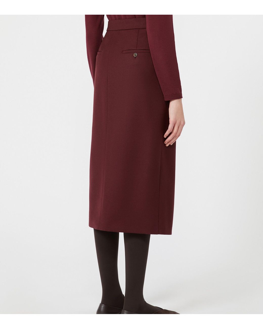 Max Mara Purple Stretch-Virgin Wool Midi Pencil Skirt