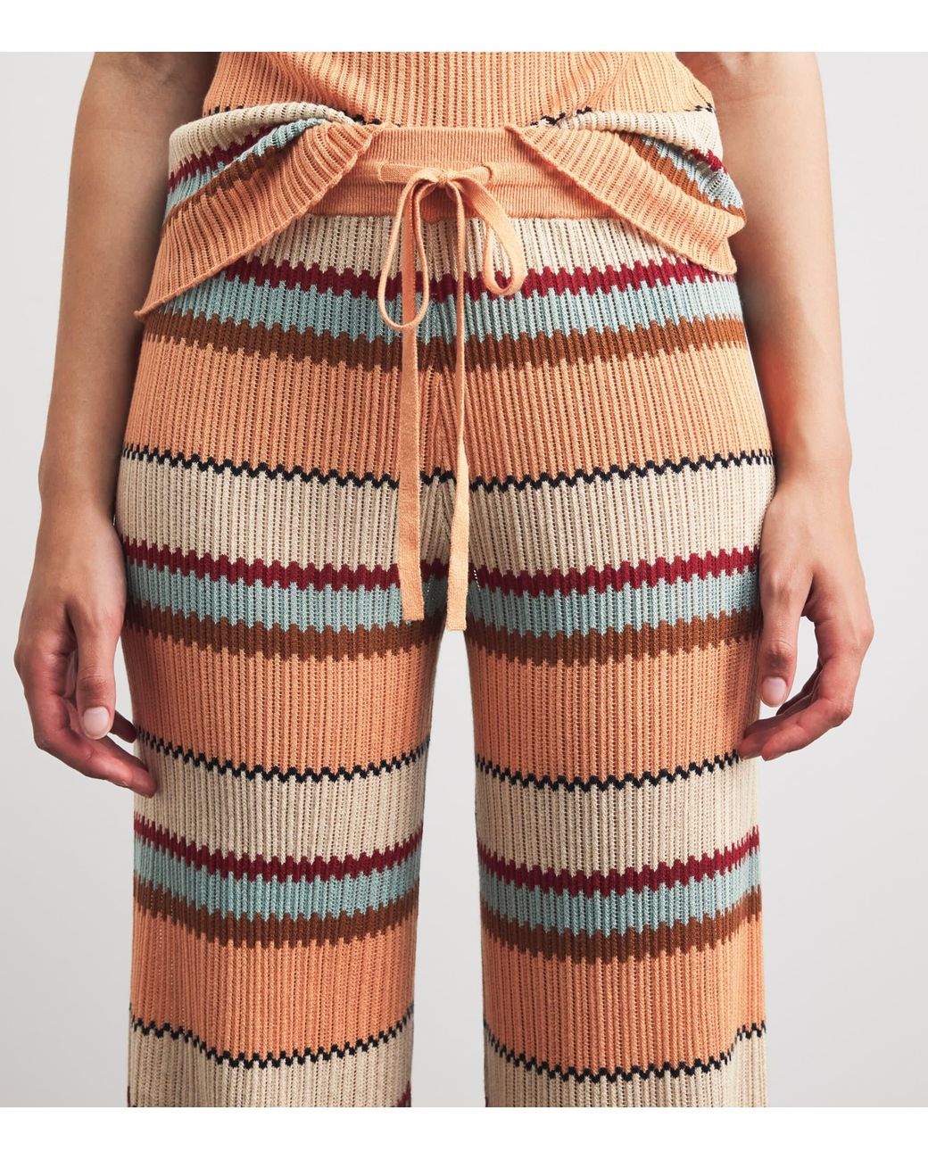 Guest In Residence Orange Linen-Silk Stripe Palazzo Trousers