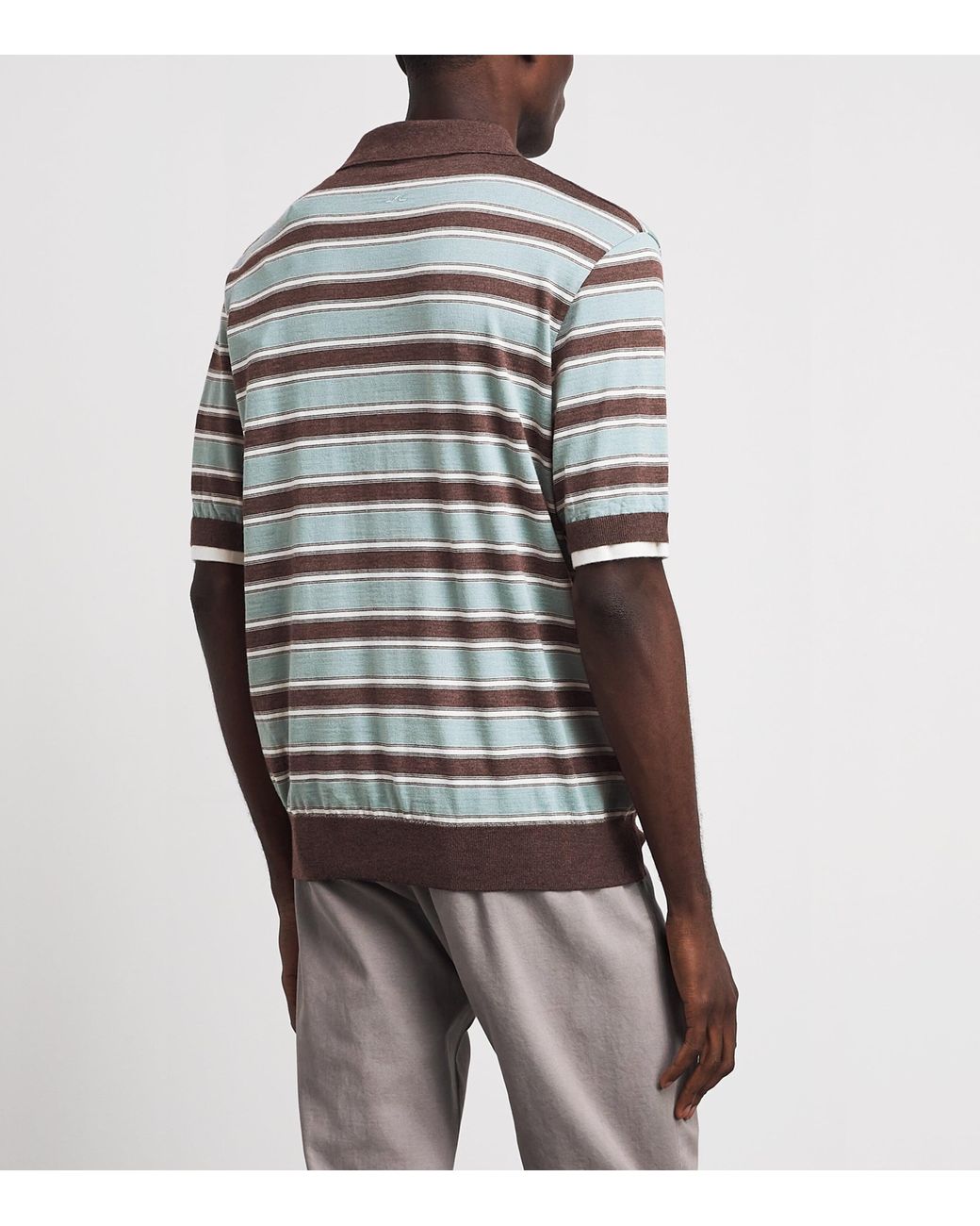 Paul & Shark Multicolor Virgin Wool-Silk Stripe Polo Shirt for men