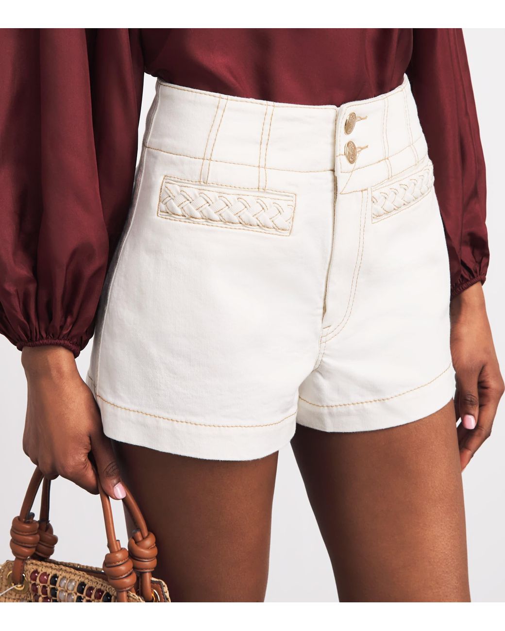Zimmermann White Roselight Denim Shorts