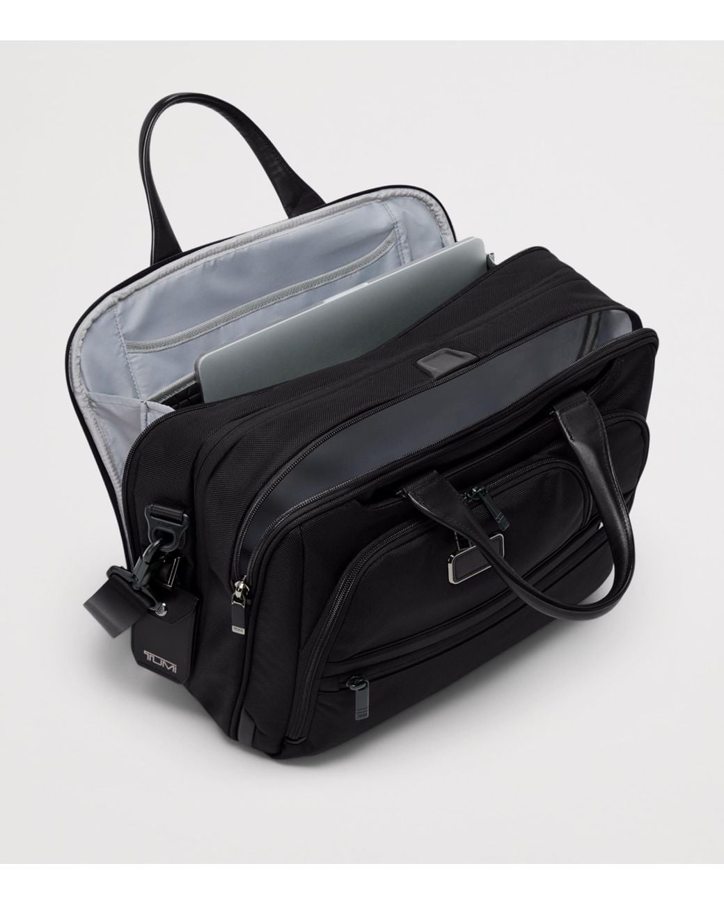 Tumi Black Medium Alpha 4 Expandable Briefcase for men