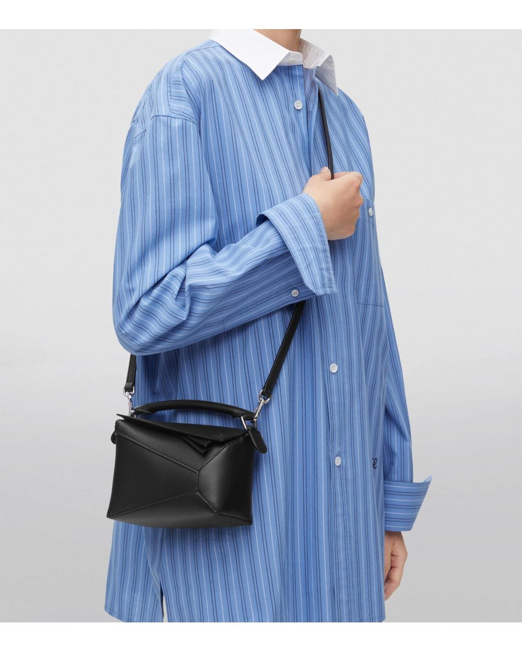 Loewe Black Mini Leather Puzzle Edge Top-Handle Bag