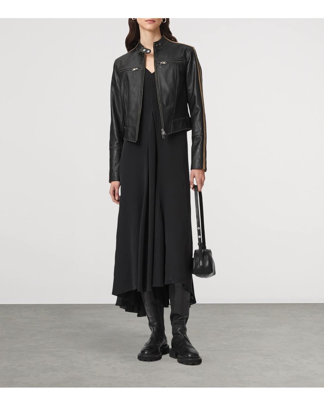 AllSaints Black Tiggy Biker Leather Jacket