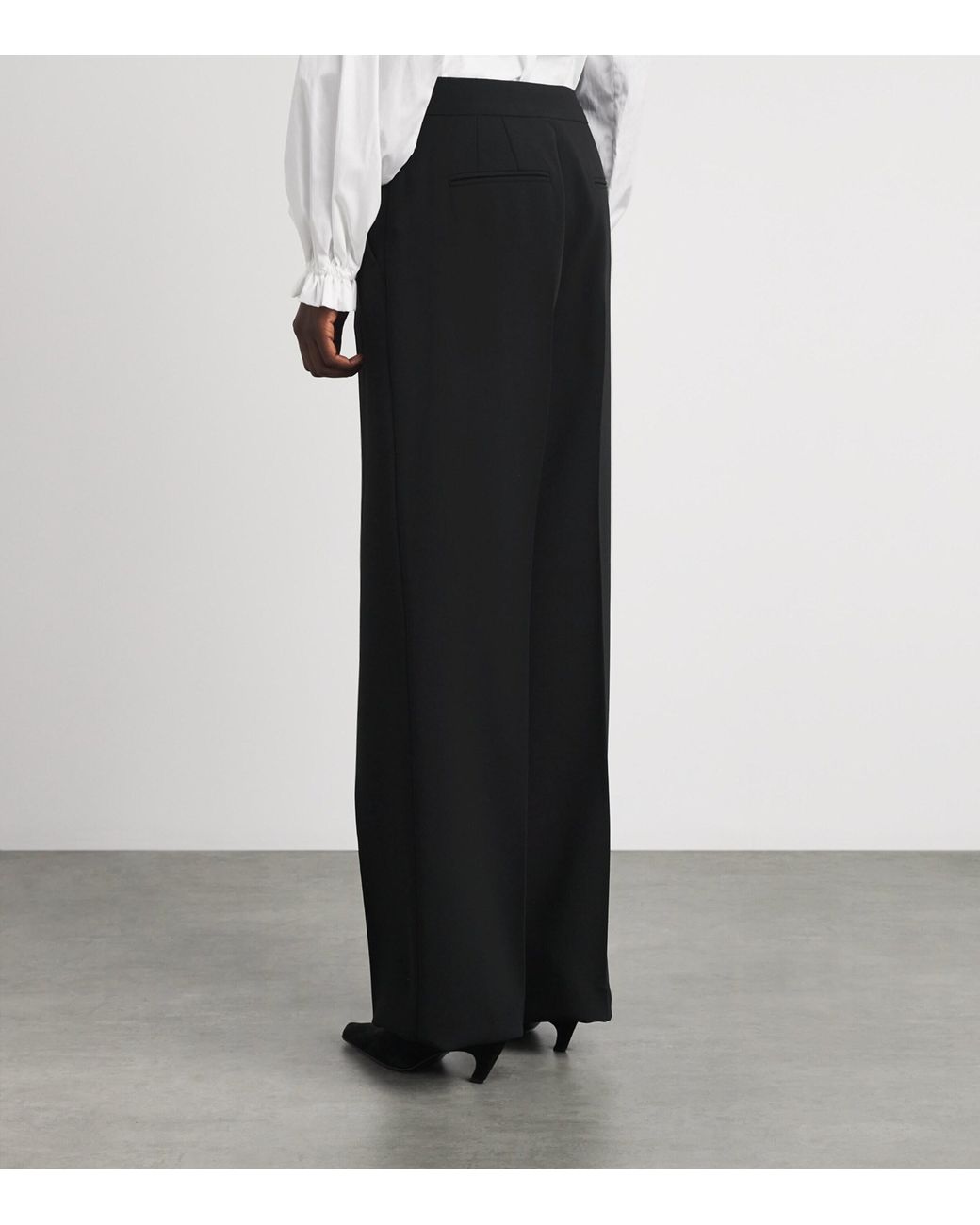 Max Mara Black Virgin Wool Palazzo Trousers