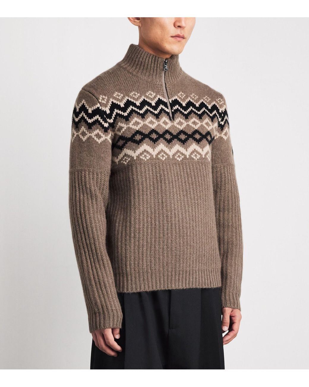Bogner Brown Cashmere Quarter-Zip Ludi Sweater for men
