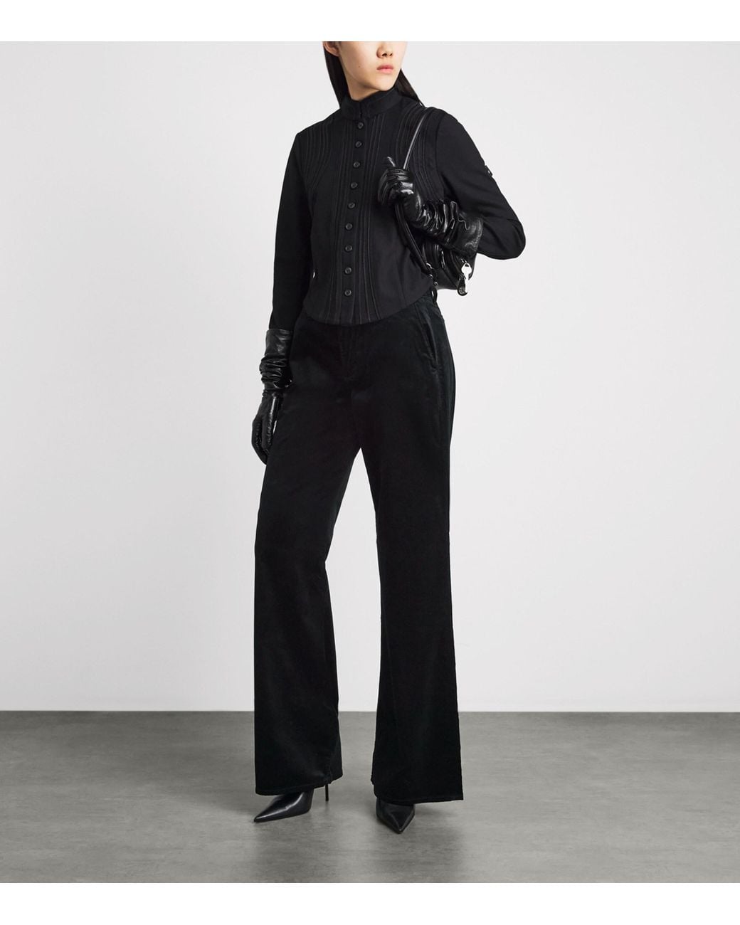 7 For All Mankind Black Velvet Lotta Trousers