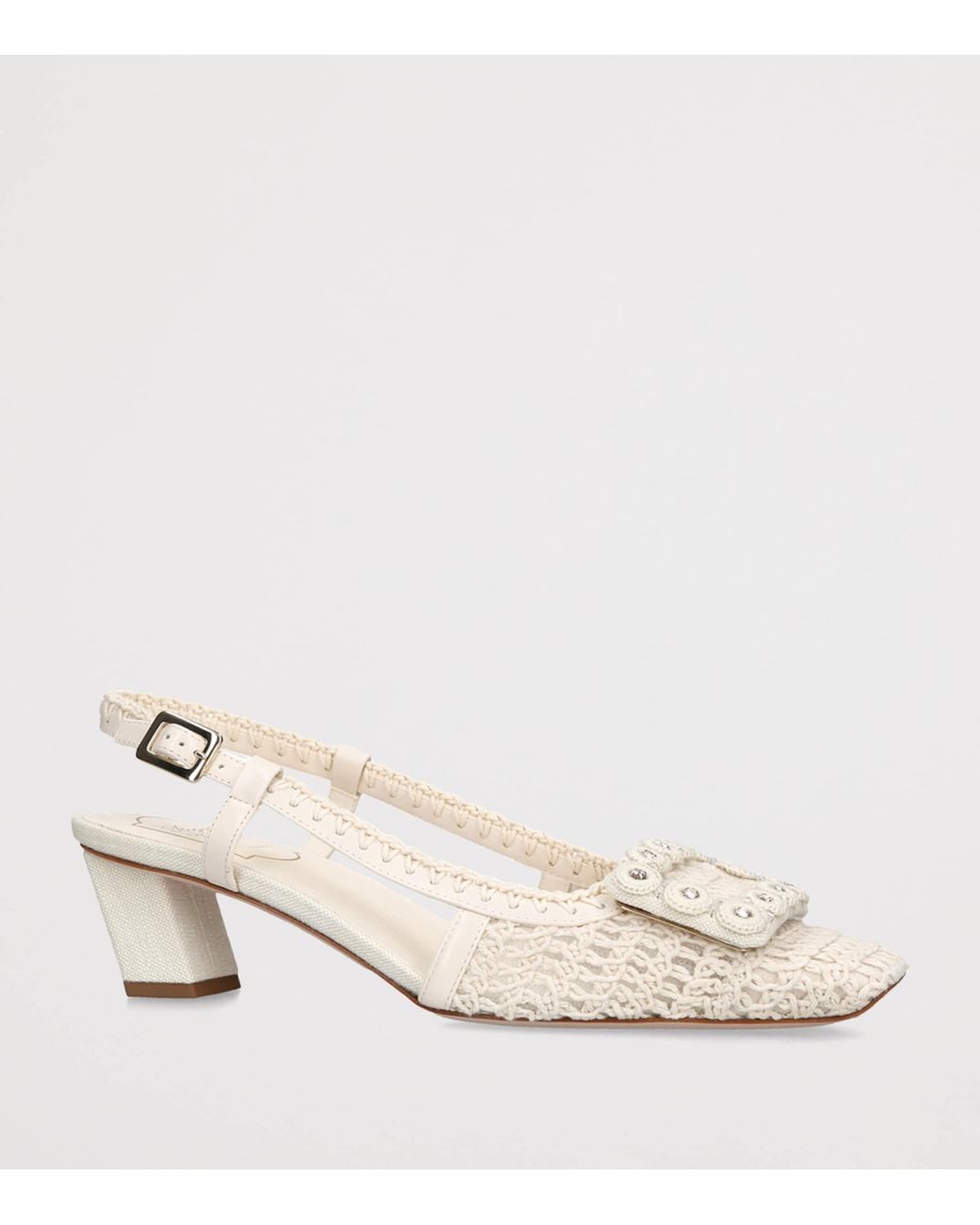 Roger Vivier Natural Crochet Belle Vivier Slingback Pumps 45