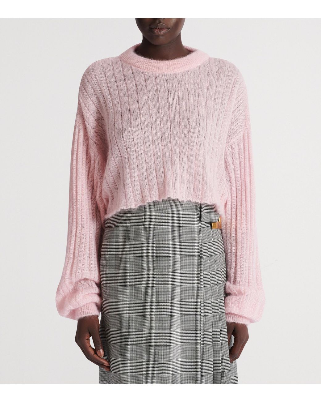 Balmain Pink Mohair-Silk Cropped Sweater