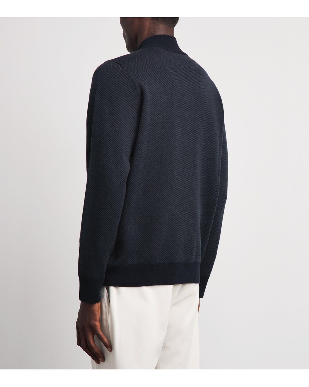 N.Peal Cashmere Blue Cashmere Quarter-Zip Temple Sweater for men
