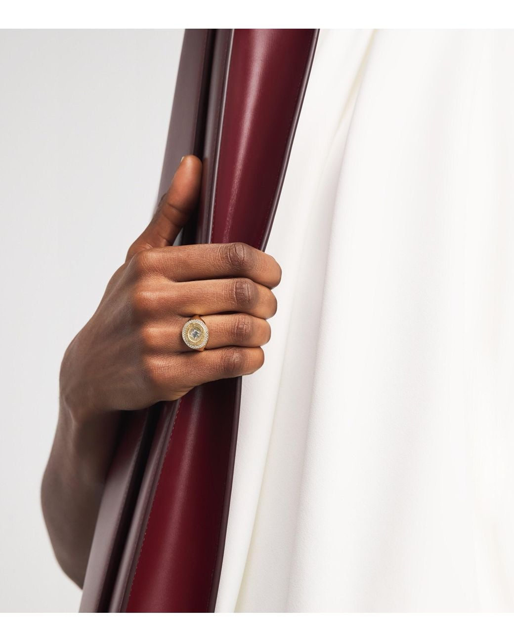 Azlee Metallic And Diamond Lonzenge Signet Ring