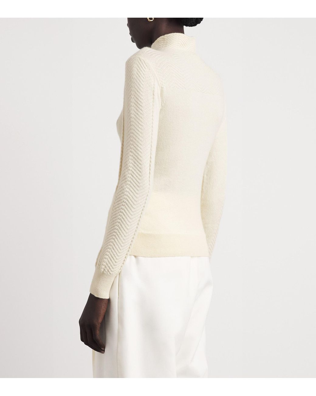 Colombo White Cashmere Chevron Sweater