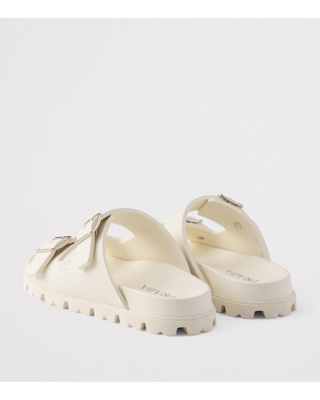 Prada White Rubber Strap Slides
