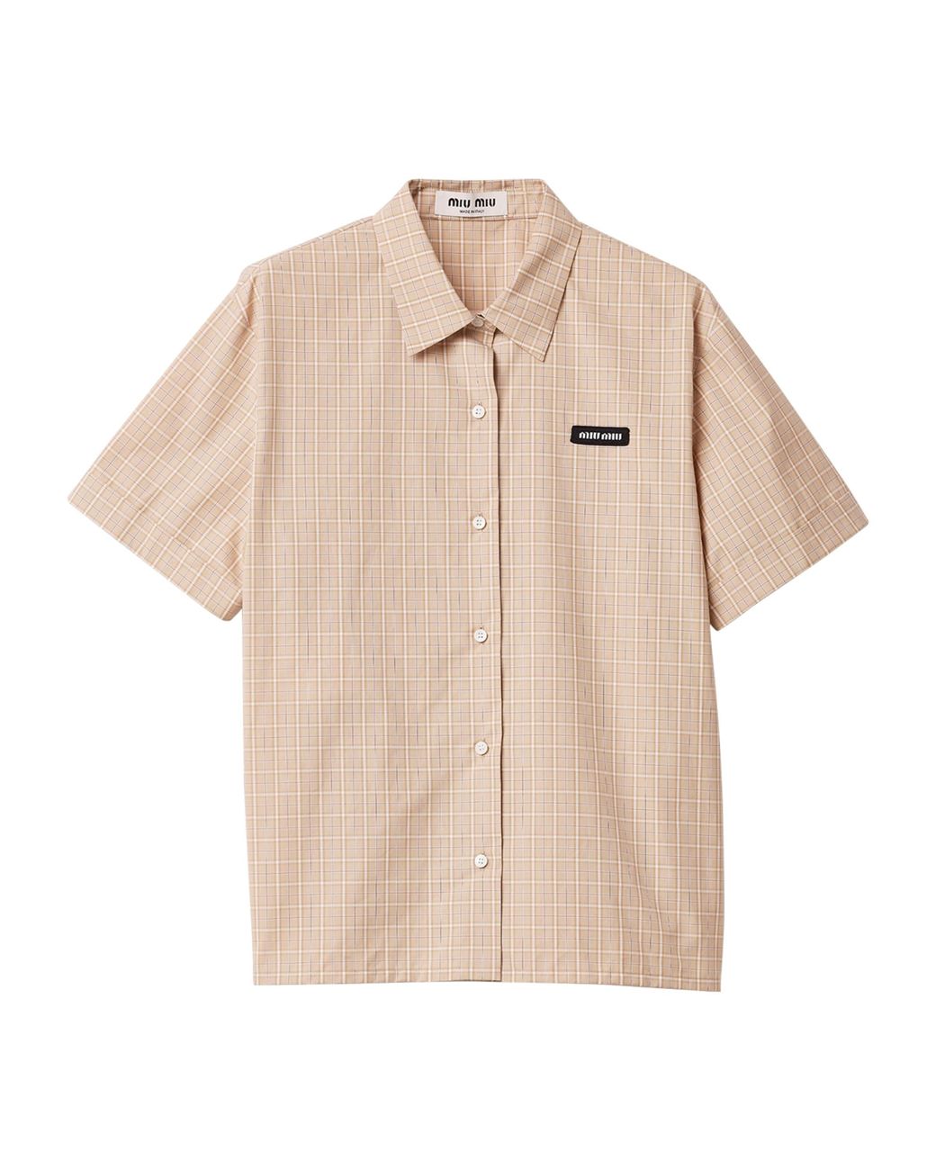 Miu Miu Natural Cotton Poplin Check Oversized Shirt