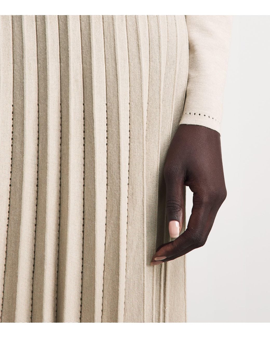 Agnona Natural Plissé V-Neck Sweater