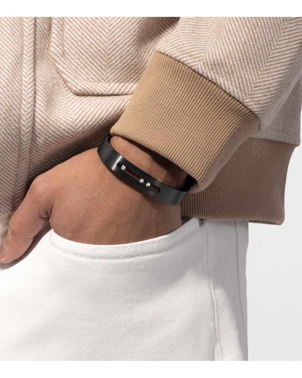 Messika Metallic Move Titanium And Diamond Cuff Bracelet