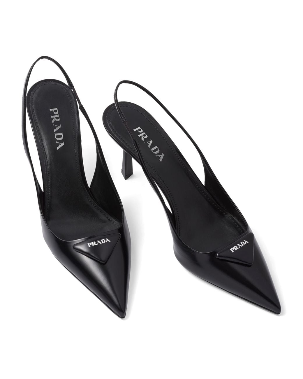 Prada Black Brushed Leather Slingbacks 75