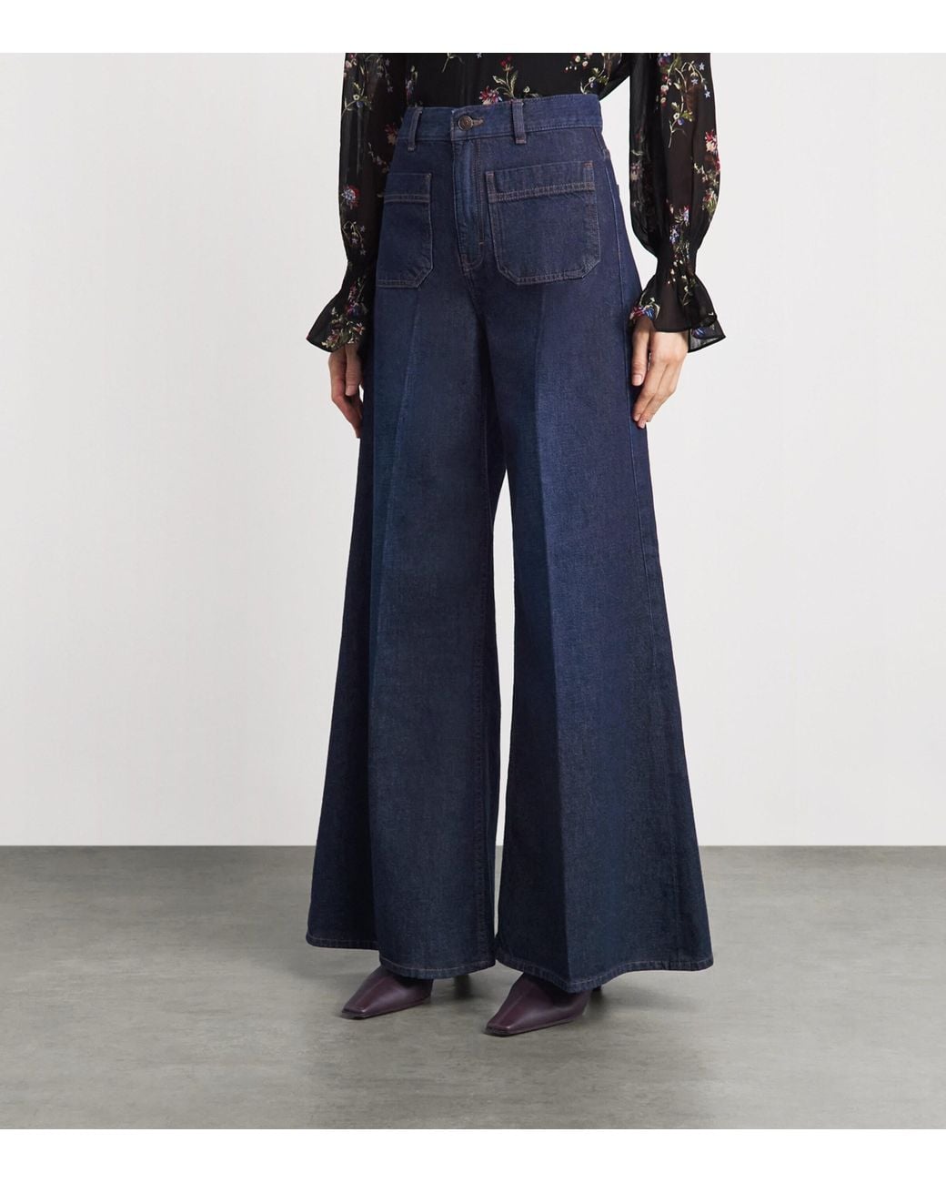 ME+EM Blue Flared Wide-Leg Jeans