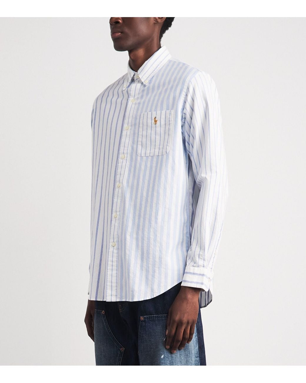 Polo Ralph Lauren Blue Stripe Patchwork Oxford Shirt for men