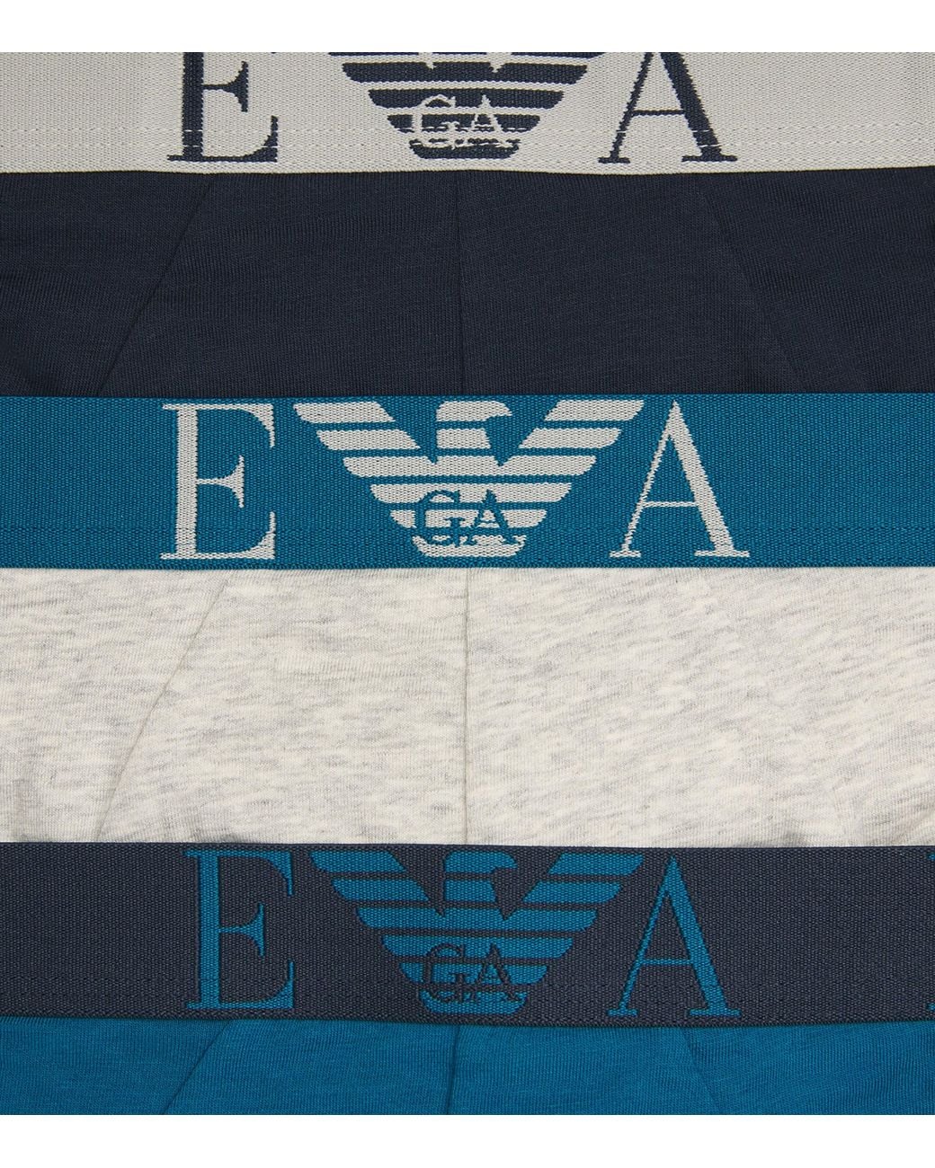 Emporio Armani Blue Stretch-Cotton Eagle Monogram Trunks for men