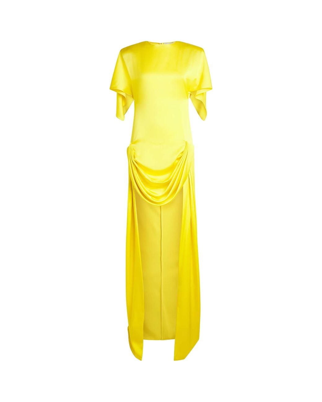 Stella McCartney Yellow Satin Draped Maxi Dress