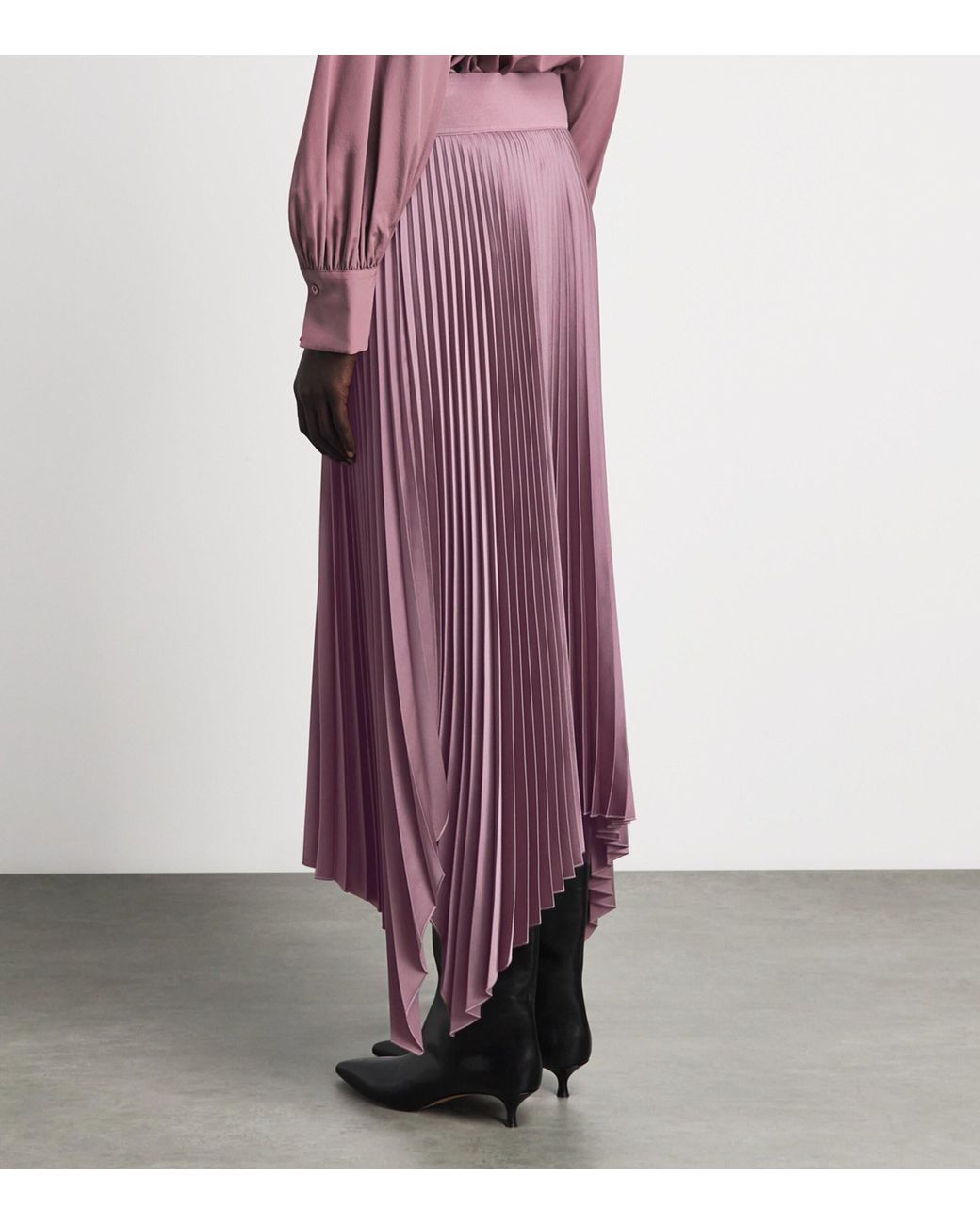 Joseph Purple Plissé Ade Midi Skirt