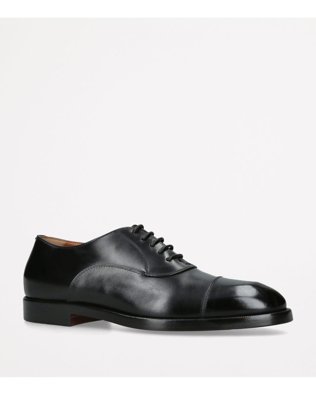 Zegna Black Leather Torino Oxford Shoes for men