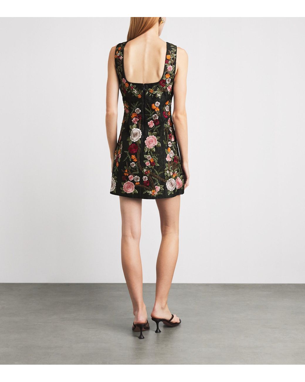 Alice + Olivia Black Floral Embroidered Mini Dress