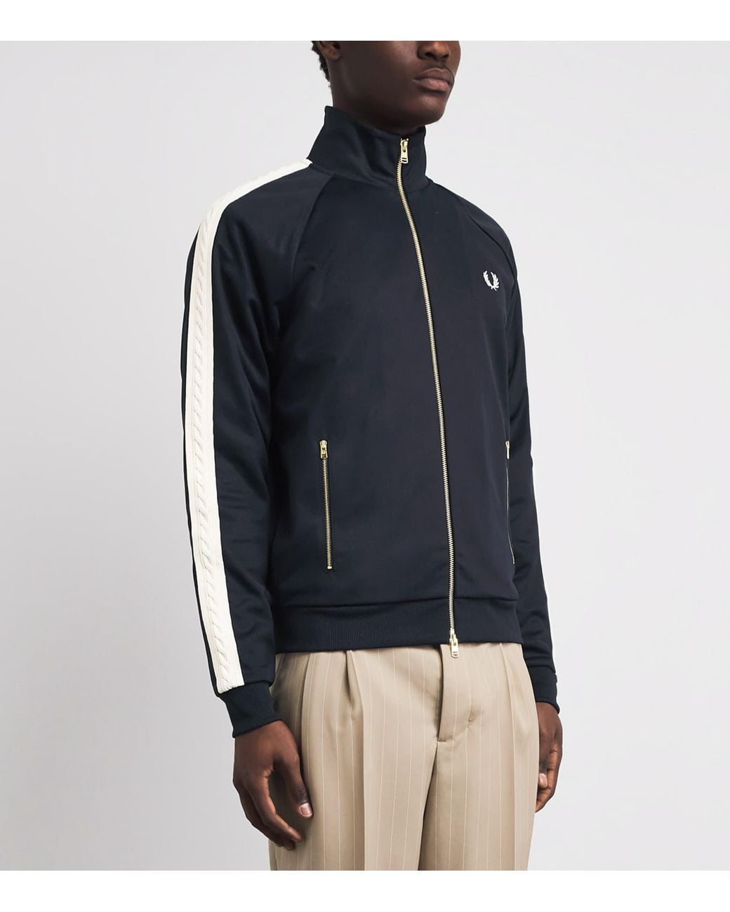 Fred Perry Blue Embroidered Taped Track Jacket