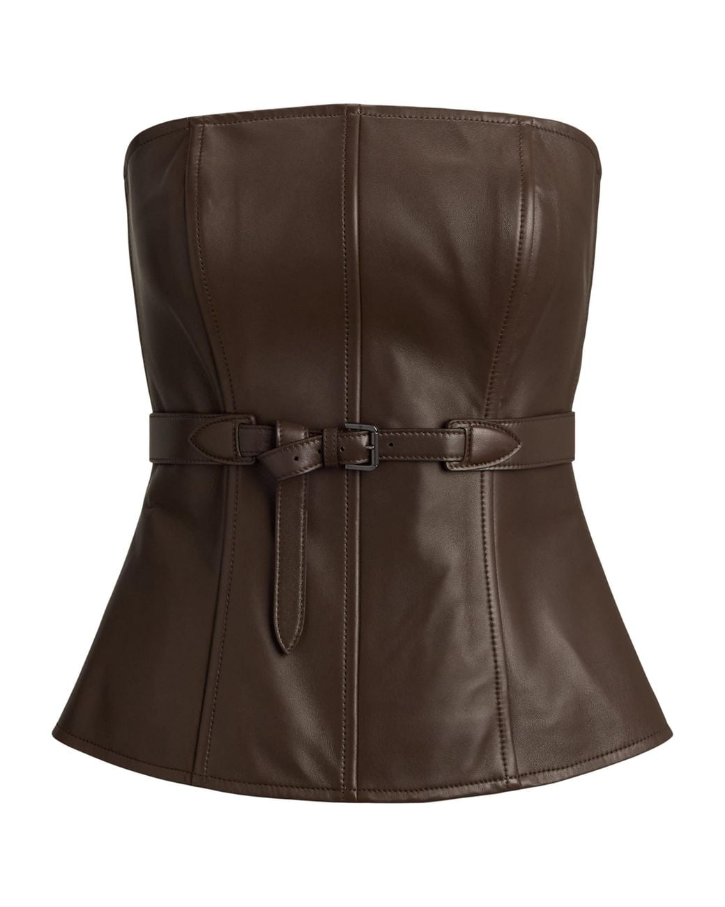 Ralph Lauren Brown Lambskin Jenevieve Bustier Top
