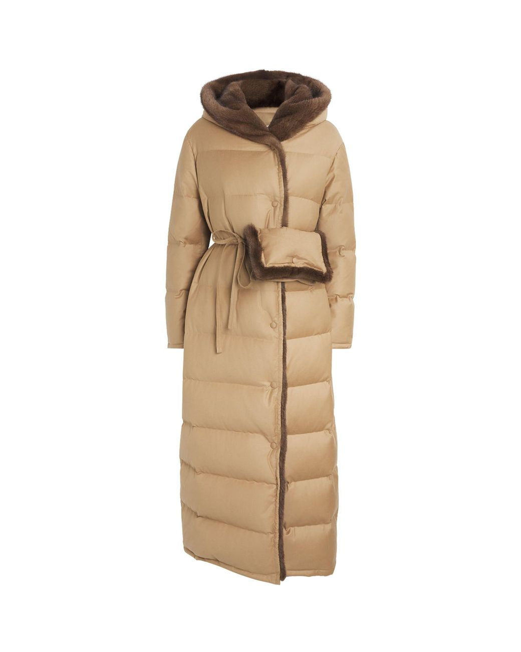 Yves Salomon Natural Down Virgin Wool-Mink Long Coat