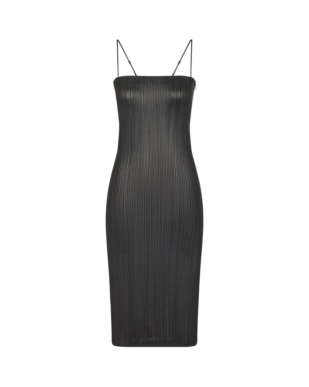 Tom Ford Black Nappa Leather Embroidered Midi Tube Dress