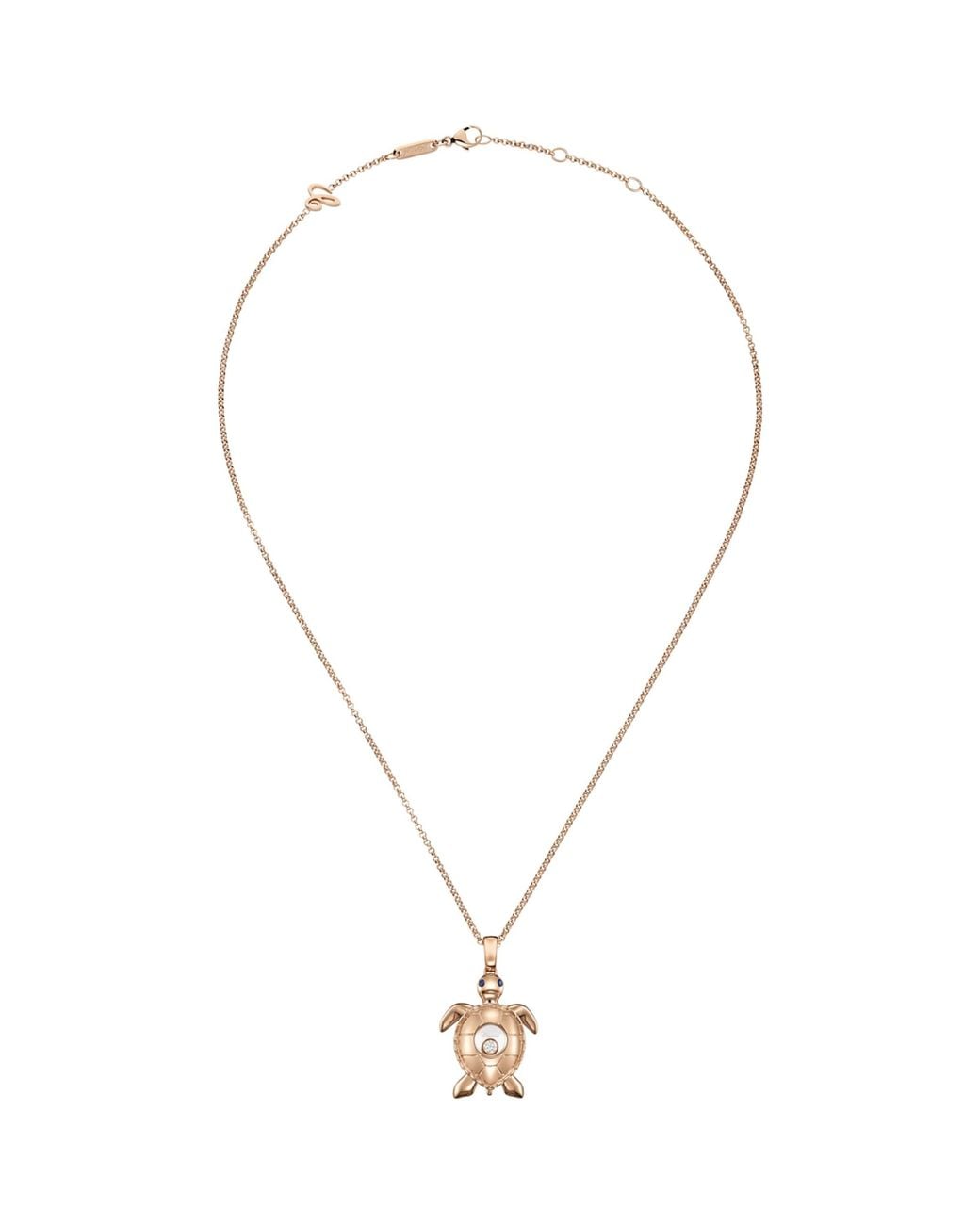Chopard Metallic And Diamond Happy Diamonds Turtle Necklace