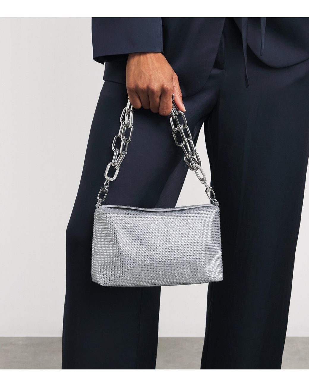 Judith Leiber Gray Crystal Bowie Shoulder Bag