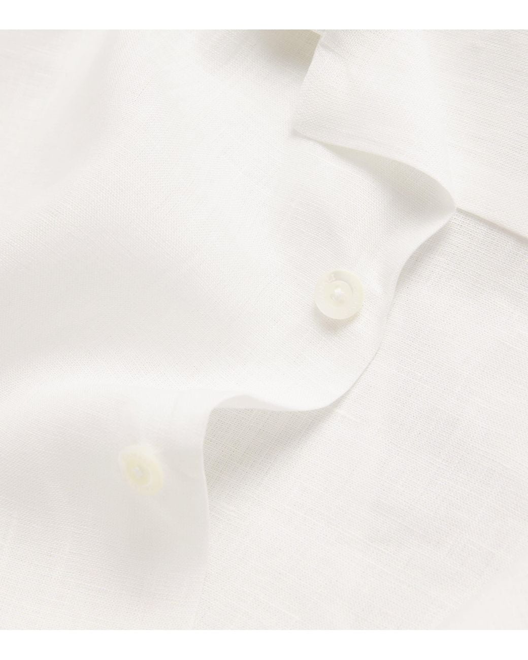Canali White Linen Notched-Collar Shirt for men