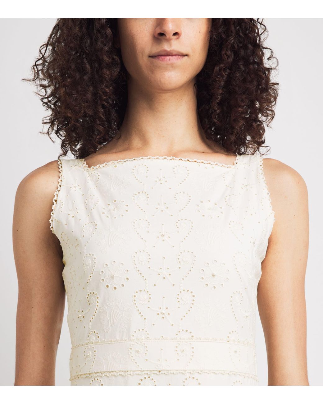 Agua Bendita White Cotton Abeja Playa Maxi Dress