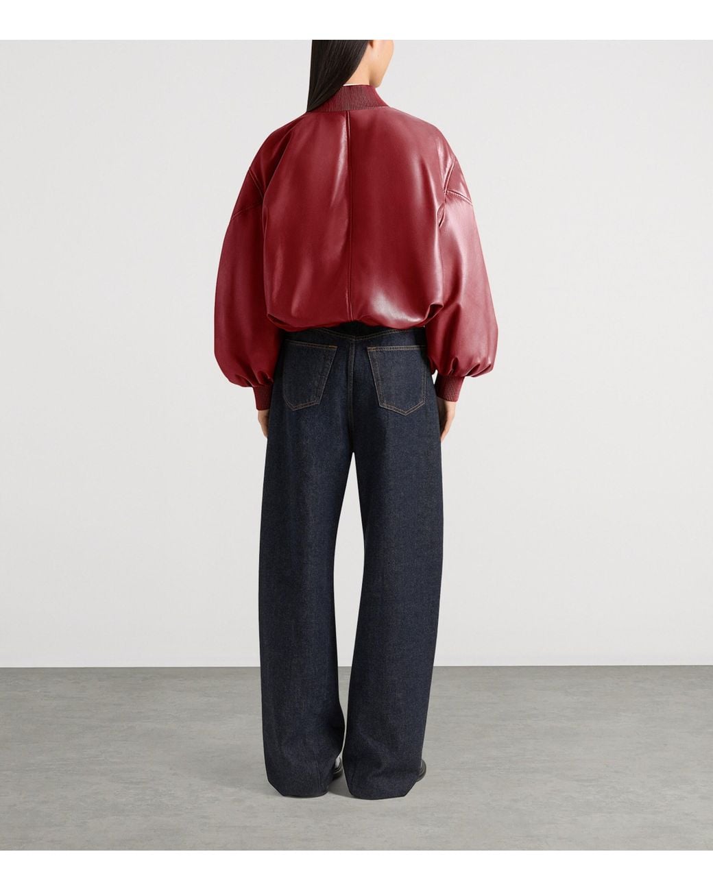 Givenchy Red Leather Cropped Cocoon Bomber Jacket