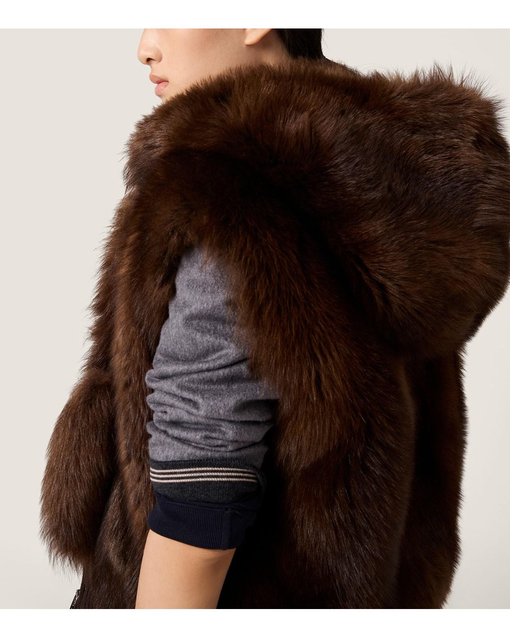 Miu Miu Black Shearling Hooded Gilet