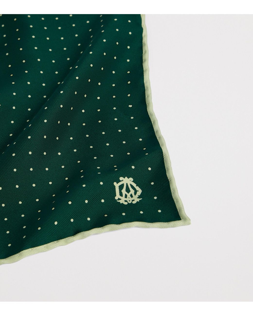 Dunhill Green Silk Polka-Dot Neckerchief for men