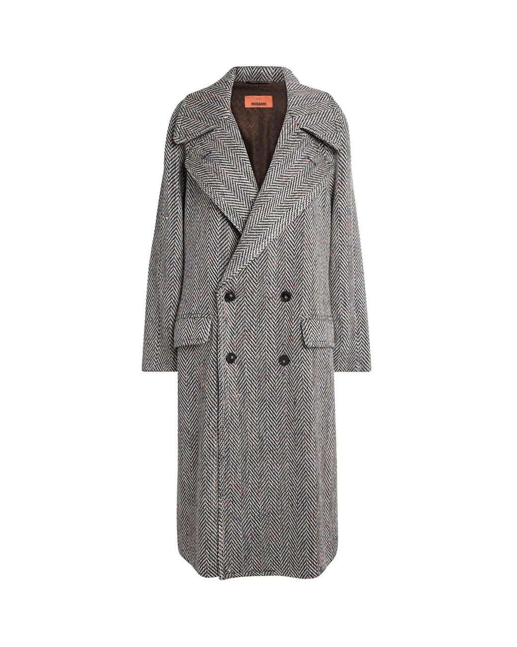 Missoni Gray Wool-Blend Herringbone Coat