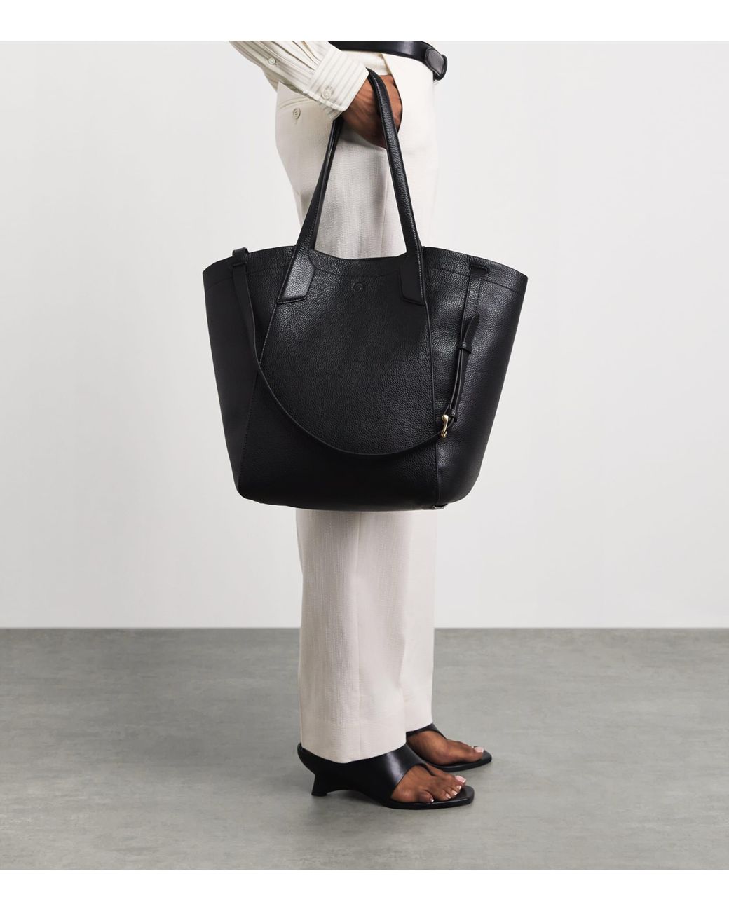 Harrods Black Medium Leather Freya Tote Bag