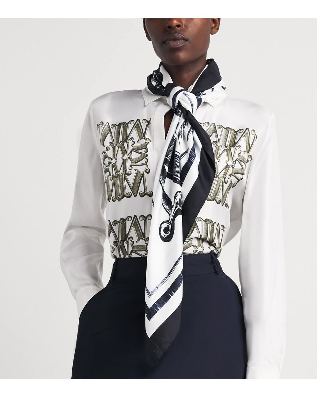 Max Mara Metallic Silk Logo Scarf