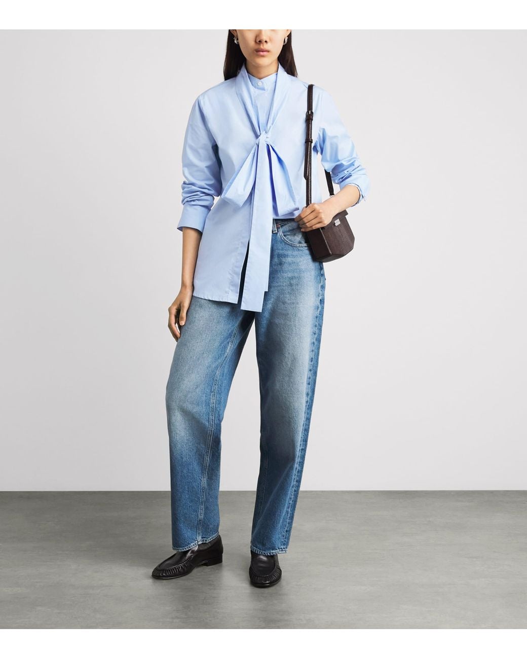 7 For All Mankind Blue Cotton Tie-Detail Shirt