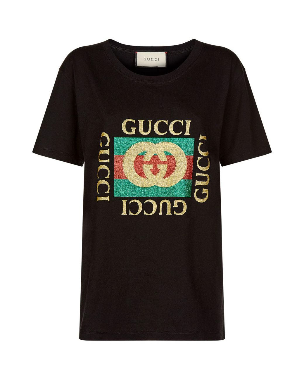 Gucci Cotton Glitter Logo T-shirt in 