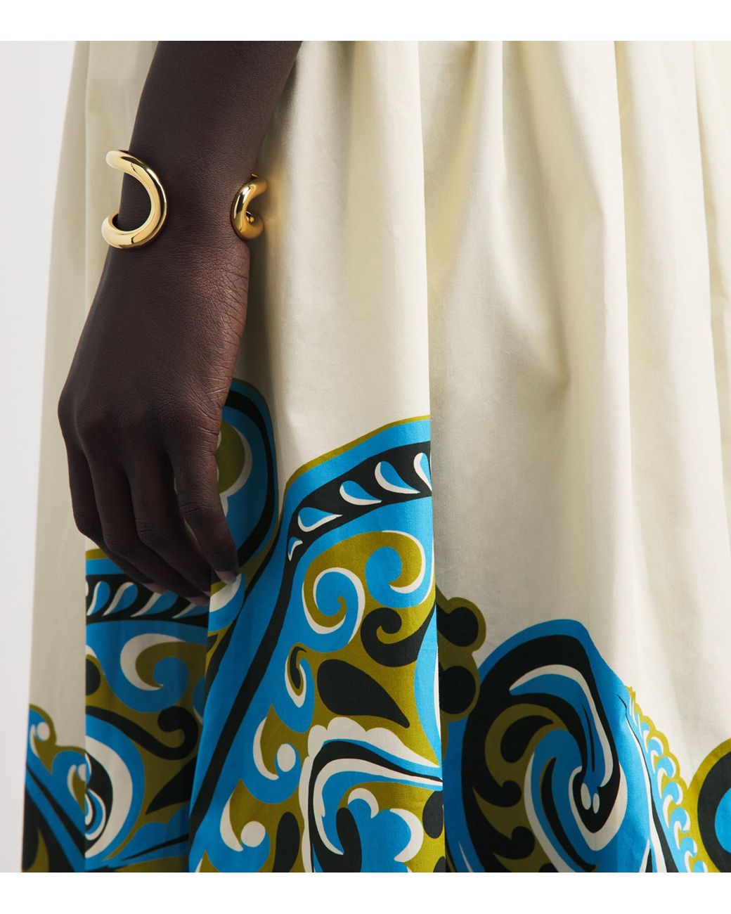 ALÉMAIS White Organic Cotton Printed Natalia Midi Dress