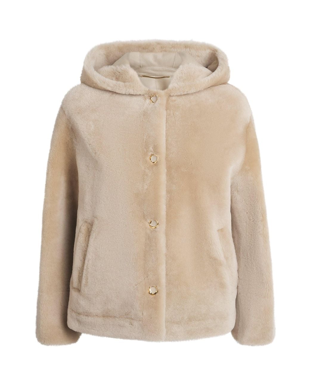 Agnona Natural Shearling Hooded Jacket