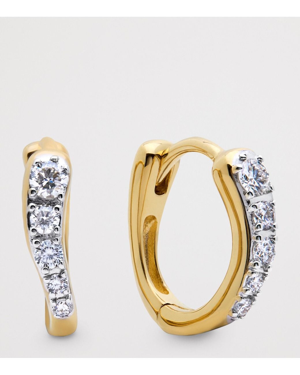 Monica Vinader Metallic Vermeil And Diamond Riva Huggie Earrings