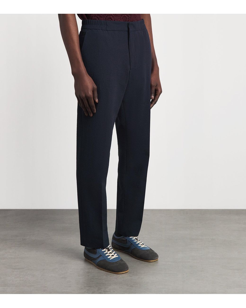 Paul Smith Blue Cotton-Blend Seersucker Trousers for men