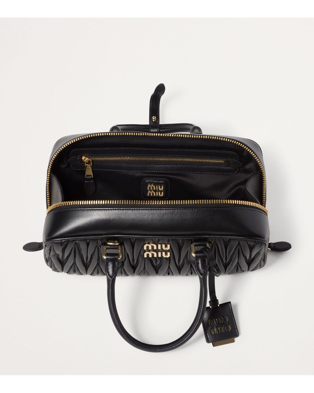 Miu Miu Black Matelassé Leather Arcadie Top-Handle Bag