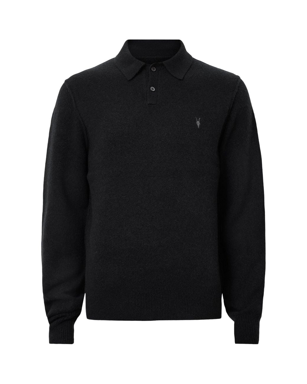 AllSaints Black Statten Polo Sweater for men