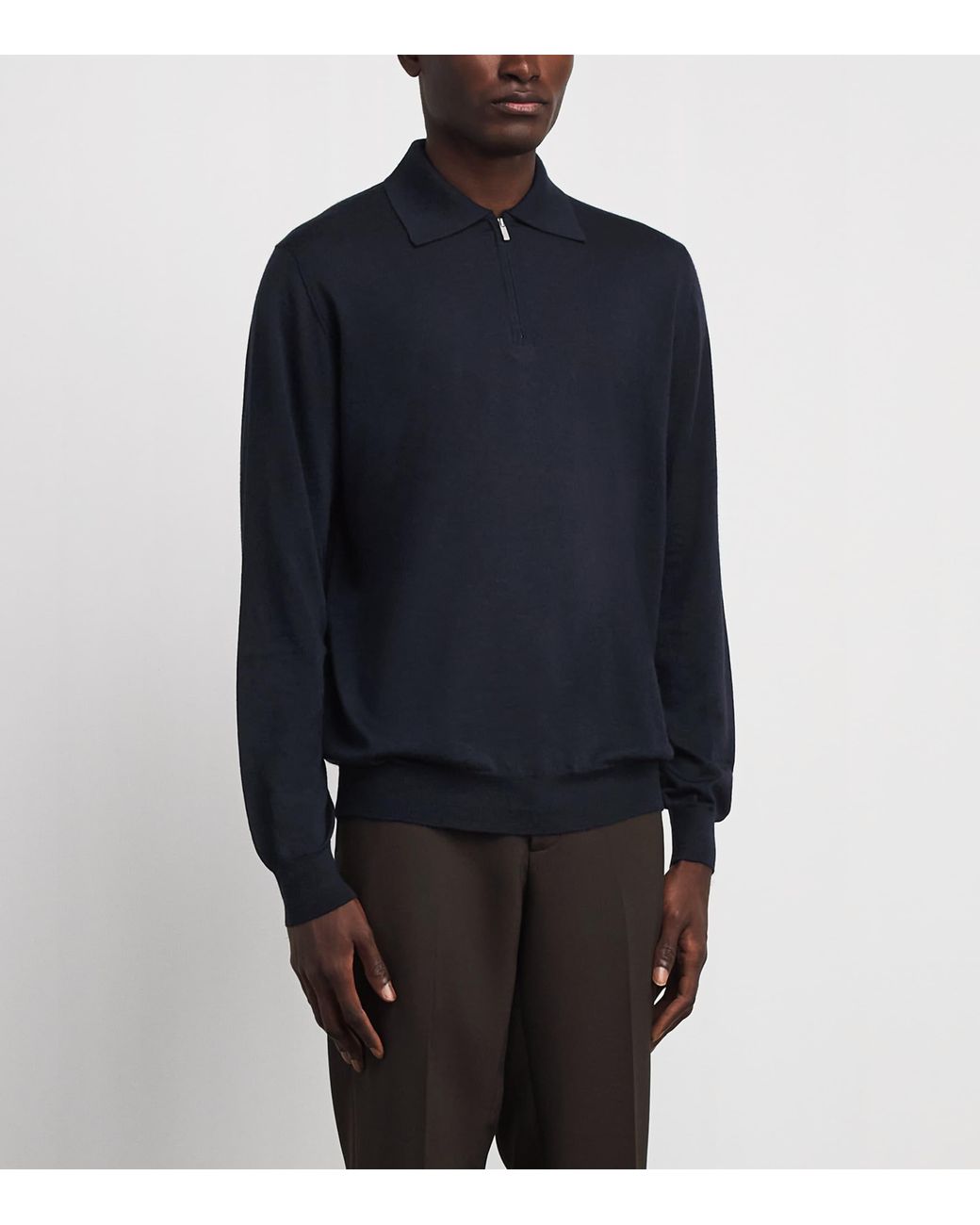 Lardini Blue Wool-Silk-Cashmere Quarter-Zip Sweater for men